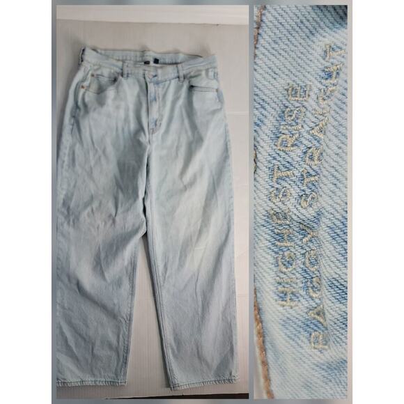 AMERICAN EAGLE Jeans 18 Short Strigid Baggy Straight Highest Rise Cross Waist - Picture 1 of 10